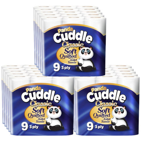 135 Rolls Panda Cuddle Classic Soft Quilted 3 Ply 135 Rolls Panda Cuddle Classic Soft Quilted 3 Ply